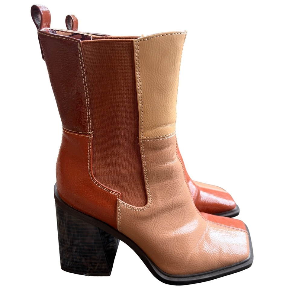 Circus by Sam Edelman Patchwork Ankle Boots Womens Brown Colorblock Square Toe
